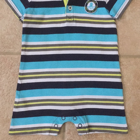 Carter’s Boys Striped Polo Style Romper Shortalls - Picture 7 of 10
